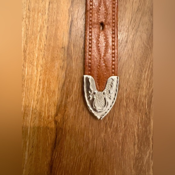 VTG 1950s Hand Tooled Leather Beaded Belt Thunderbird Bull Buckle Kids/XS - Picture 10 of 17